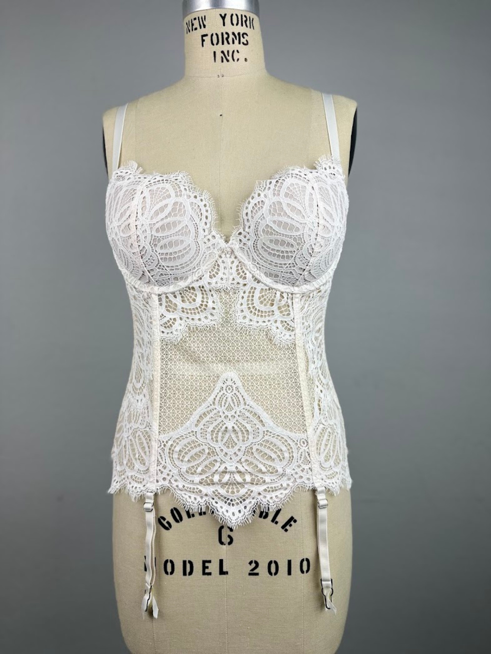Victoria's Secret Lace Bustier Corset Top White 36C D80